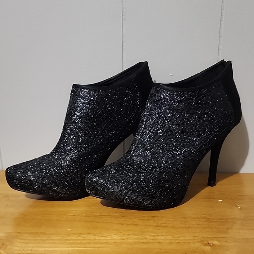 Maurices Black Sparkle Heeled Boots
